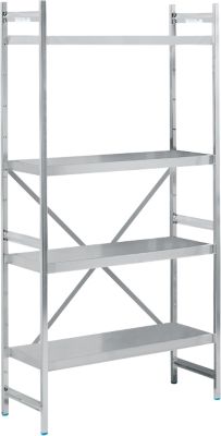 Etagère de base, acier inoxydable, étagères fermées, L 900 x P 400 mm