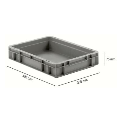 Euro Box Serie EF 4070, aus PP, Inhalt 6,9 L, geschlossene Wände, Unterfassgriff, grau