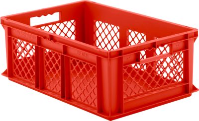 Euro Box Serie EF 6221, aus PP, Inhalt 43,5 L, durchbrochene Wände, rot, Durchfassgriff