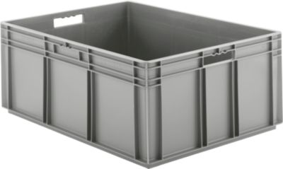 Euro Box Serie EF 8320, aus PP, Inhalt 122 L, geschlossene Wände, grau, Durchfassgriff