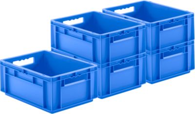 Euro Box SSI Schäfer EF 4170, 15,7 l, Durchfassgriff, ohne Deckel, Polypropylen, blau, 5 Stück