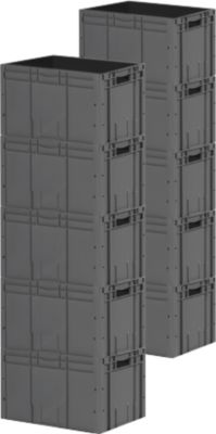 Euro Box SSI Schäfer Serie LTF 6320, Volumen 62,7 l, bis 30 kg, Durchfassgriff, L 600 x B 400 mm, Blauer Engel, Recycling-PP, eisengrau, 10 Stück