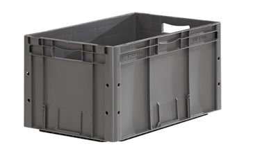 Euro Box SSI Schäfer Serie LTF 6320, Volumen 62,7 l, bis 30 kg, Durchfassgriff, L 600 x B 400 mm, Blauer Engel, Recycling-PP, eisengrau