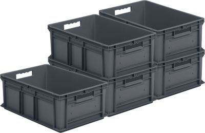 Eurobox SSI Schäfer EF 6220, geschlossen, Recycling-Polypropylen, B 600 x T 400 x H 220 mm, 43,5 l, 5 Stück