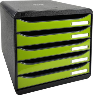 Exacompta Big Box Plus Aquarel sortiert, 5 offene Schubladen A4/A4+/24x32, leise, Sicherheitsstopp, stapelbar