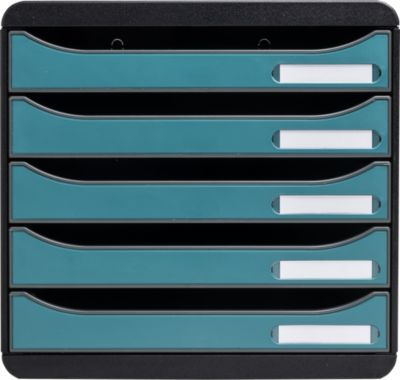 Exacompta Big Box Plus Skandi Pazifikblau, 5 Schubladen A4/A4+, offene Front, leise, stapelbar, Blauer Engel