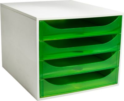 Exacompta ECOBOX Schubladenbox 4 Schubladen, Grün, A4/A4+ – Ablage für Schreibtisch & Büro