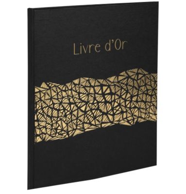 Exacompta Gästebuch ARAMY schwarz 22x27 cm, 100 Seiten Clairefontaine, Goldschnitt, für Füller, Geschenkbox inkl.