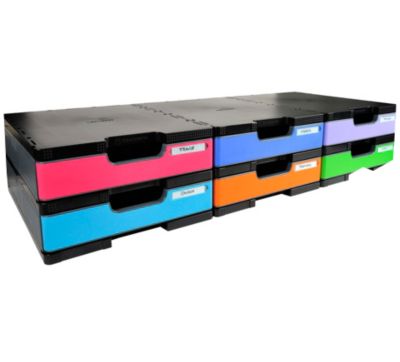 Exacompta MODULODOC Basiselement Standard EcoBlack dunkelgrau, Schienen für Schubladen, Etikettenhalter, 3 kg, 25 Jahre