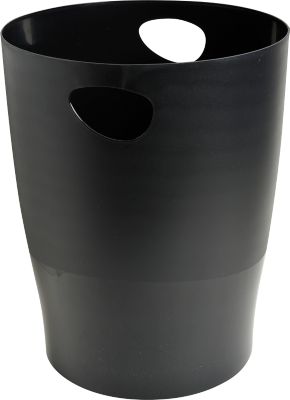 Exacompta Papierkorb Ecobin ECOBlack, Volumen 15 l, mit Griffen, ohne Deckel, Blauer Engel, Ø 263 x H 335 mm, PP, schwarz