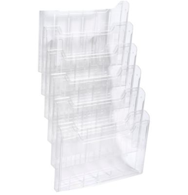 Exacompta Prospekthalter Wanddisplay A4 vertikal, 6 Fächer à 26 mm, montiert geliefert, Befestigung inkl., 25 Jahre Garantie