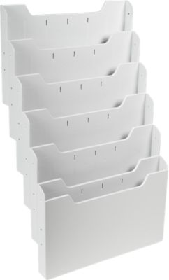 Exacompta Prospekthalter Wanddisplay horizontal, 6 A4 Fächer à 26 mm, erweiterbar per Clip, montiert, 25 Jahre Garantie   Fragen  Erklären
