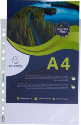 Exacompta Prospekthüllen Forever, DIN A4, Recycling-Polypropylen, 60µ, genarbt, transparent, 100 Stück