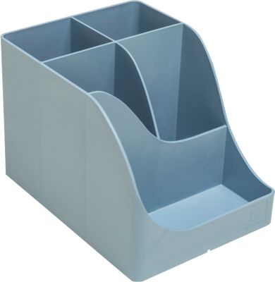 Exacompta Stifteköcher Pen Wave Autentik, 5 Fächer, aus recyceltem Kunststoff, skandinavisches Design, für Büro & Homeoffice, blaugrau