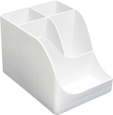 Exacompta Stifteköcher Pen Wave Autentik, 5 Fächer, aus recyceltem Kunststoff, skandinavisches Design, für Büro & Homeoffice, weiß