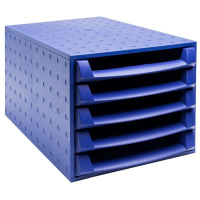 Exacompta THE BOX Schubladenbox A4/A4+ 5 Schübe offen, Forever Kobaltblau, leise, Sicherheitsstopp