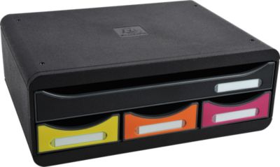 Exacompta TOOLBOX Regenbogen, Ablagemodul A4+ mit 4 Schubladen, 27 cm tief, 13,5 cm hoch, stapelbar, 25 Jahre