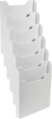 Exacompta Wandprospektständer A4 vertikal 6 Fächer lichtgrau, 26 mm Fülltiefe, Wandmontage inkl., 25 Jahre Garantie
