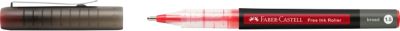 Faber Castell Tintenroller Free Ink Broad, Schreibfarbe rot, Strichstärke 1,5 mm, mit Sichtfester und Metallclip, Recycling-Kunststoff, 1 Stück