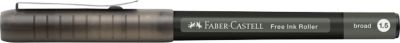 Faber Castell Tintenroller Free Ink Broad, Schreibfarbe schwarz, Strichstärke 1,5 mm, mit Sichtfester und Metallclip, Recycling-Kunststoff, 1 Stück