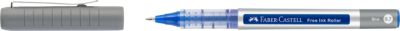 Faber Castell Tintenroller Free Ink Fine, Schreibfarbe blau, Strichstärke 0,7 mm, mit Sichtfester und Metallclip, Recycling-Kunststoff, 1 Stück