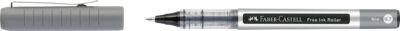 Faber Castell Tintenroller Free Ink Fine, Schreibfarbe schwarz, Strichstärke 0,7 mm, mit Sichtfester und Metallclip, Recycling-Kunststoff, 1 Stück