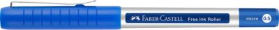 Faber Castell Tintenroller Free Ink Micro, Schreibfarbe blau, Strichstärke 0,5 mm, mit Sichtfester und Metallclip, Recycling-Kunststoff, 1 Stück