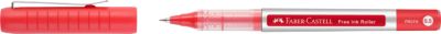 Faber Castell Tintenroller Free Ink Micro, Schreibfarbe rot, Strichstärke 0,5 mm, mit Sichtfester und Metallclip, Recycling-Kunststoff, 1 Stück