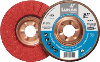 Fächerscheibe SLTT Ceramic D.125mm K.60 fl.INOX/Stahl CO LUKAS, 10 Stück