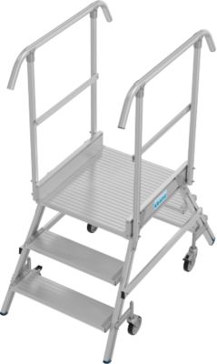 Fahrbare Podestleiter Krause Stabilo Professional, beidseitig begehbar, 2x3 Stufen, 600 x 700 mm Plattform, 2750 mm Arbeitshöhe