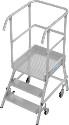 Fahrbare Podestleiter Krause Stabilo Professional, einseitig begehbar, 1x3 Stufen, 600 x 700 mm Plattform, 2750 mm Arbeitshöhe