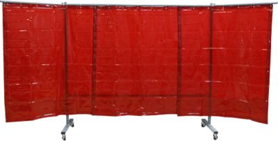 Fahrbare Schutzwand m. Folienvorhang, 3-tlg., rot