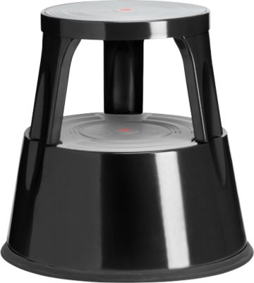 Fahrbarer Rolltritthocker, rutschfester Gummibelag, H 410 x ø 433/283 mm, bis 150 kg, schwarz