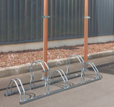 Fahrradständer Mottez, 2 Ebenen, für 5 Fahrräder mit Reifenbreite bis 55 mm, B 390 x T 1600 x H 440 mm, Stahl, metallgrau