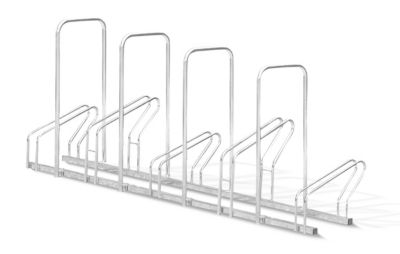 Fahrradständer Mottez, 2 Ebenen, für 5 Fahrräder mit Reifenbreite bis 55 mm, Diebstahlsicherungsbügel, B 480 x T 1930 x H 830 mm, Stahl, metallgrau