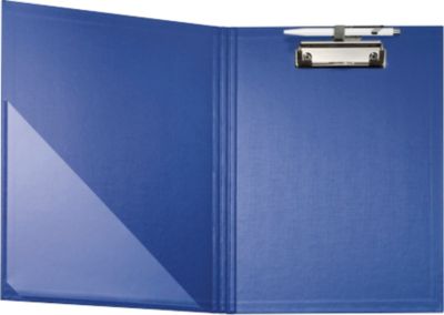Falken Klemmbrettmappe, A4, F für 50 Blatt, Einstecktasche, Stiftehalter, FSC®-Pappe/Metall/Kunststoff, blau, 1 Stück