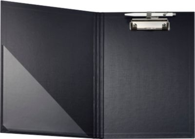 Falken Klemmbrettmappe, A4, für 50 Blatt, Einstecktasche, Stiftehalter, FSC®-Pappe/Metall/Kunststoff, schwarz, 1 Stück