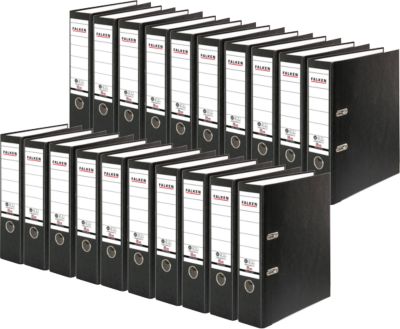 FALKEN Recycolor Ordner, DIN A4, Rückenbreite 80 mm, 20 Stück, schwarz