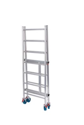 Faltgerüst Krause RollTec®, Arbeitshöhe bis 2,9 m, belastbar bis 200 kg/m2, mit Belagbühne, mobil, Aluminium