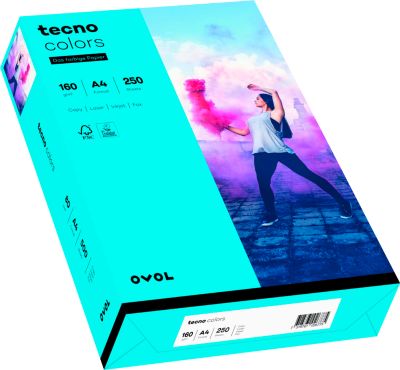 Farbiges Kopierpapier tecno colors, DIN A4, 160 g/m², blau, 1 Paket = 250 Blatt