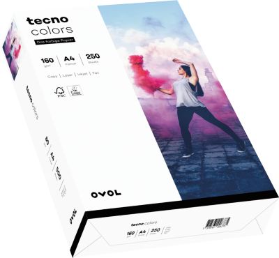 Farbiges Kopierpapier tecno colors, DIN A4, 160 g/m², weiß, 1 Paket = 250 Blatt