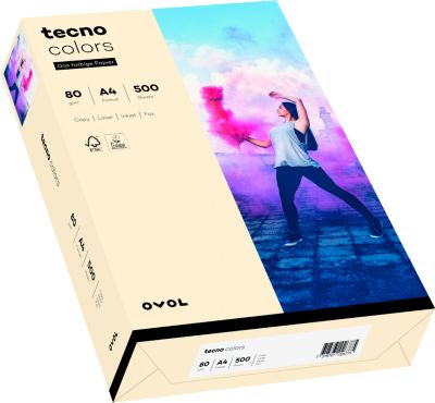 Farbiges Kopierpapier tecno colors, DIN A4, 80 g/m², hellchamoisgelb, 1 Paket = 500 Blatt