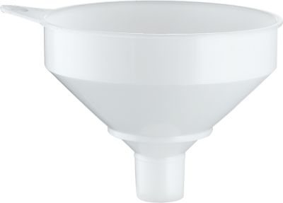 Fasstrichter, Ø 253 mm, 3,5 l, lebensmittelgeeignet, mit Sieb, Überlaufrand & Öse, Polyethylen HD-PE, naturfarben