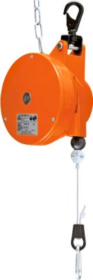 Federauszug HAHN+KOLB Autostat Typ 7230, mit Balancer, Traglast 3,0 bis 5,0 kg, Seilauszugslänge bis 2000 mm, Spezialkunststoff, orange