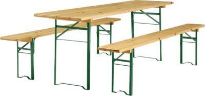 Festzeltgarnitur, 1 Tisch und 2 Bänke, extra groß, 3er-Set