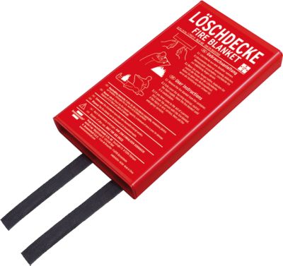 Feuerlöschdecke brennenstuhl® BLD-02, EN 1869:2001, hitzebeständig bis zu 550 °C, B 1200 x T 1200 mm, 100 % Glasfasergewebe, in Hardbox