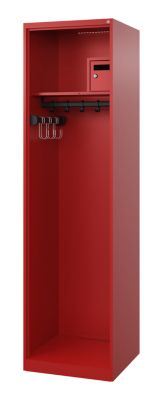Feuerwehrspind C+P Evolo Flexo, 1 Abteil, ohne Helmhalter, Bodengleiter, B 500 x T 500 x H 1850 mm, RAL 3000 Feuerrot