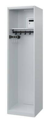 Feuerwehrspind C+P Evolo Flexo, 1 Abteil, ohne Helmhalter, Bodengleiter, B 500 x T 500 x H 1850 mm, RAL 7035 Lichtgrau