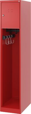 Feuerwehrspind C+P Evolo Youngster, 1 Abteil, ohne Helmhalter, Bodengleiter, B 300 x T 500 x H 1530 mm, RAL 3000 Feuerrot