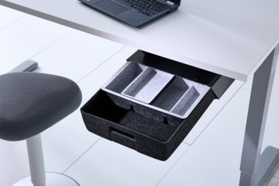 Filzschubladen-Set, mit 3 Fächern, bis 5 kg, Filz und Stahl, schwarz